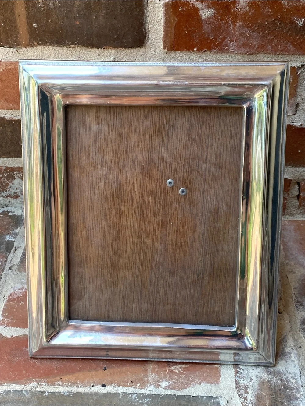 Mexus Ware Vintage Mexican Pewter Picture Frame Wood Back Easel